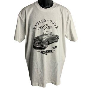 Chevrolet Muscle Car Crewneck T Shirt XL White Short Sleeve Habana Cuba Chevy